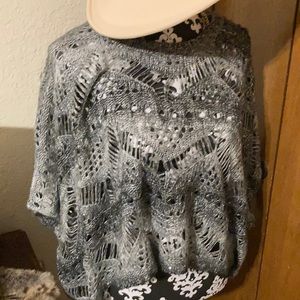 Super cute poncho sweater with sequins